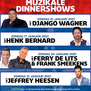 Muzikale Dinnnershows van november 2020 verplaatst naar januari 2021