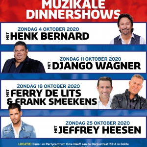 Muzikale Dinnershows in oktober met Henk Bernard, Django Wagner, Ferry de Lits & Frank Smeekens en Jeffrey Heesen